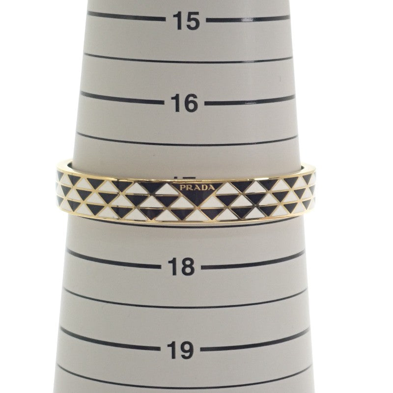 プラダ PRADA エナメルメタル ブレスレット M 1IB846_2CO2_F0TTY バングル メタル ブラック ホワイト レディース【中古】【ABランク】