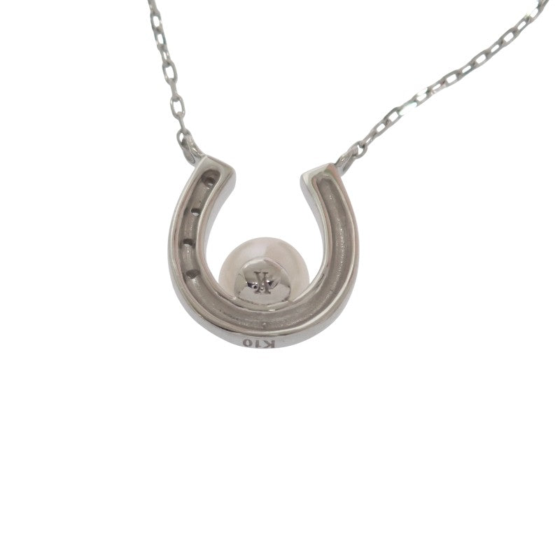 ヴァンドーム VANDOME ホースシュー ネックレス アコヤ真珠 ダイヤモンド K10ホワイトゴールド レディース【中古】【Aランク】
