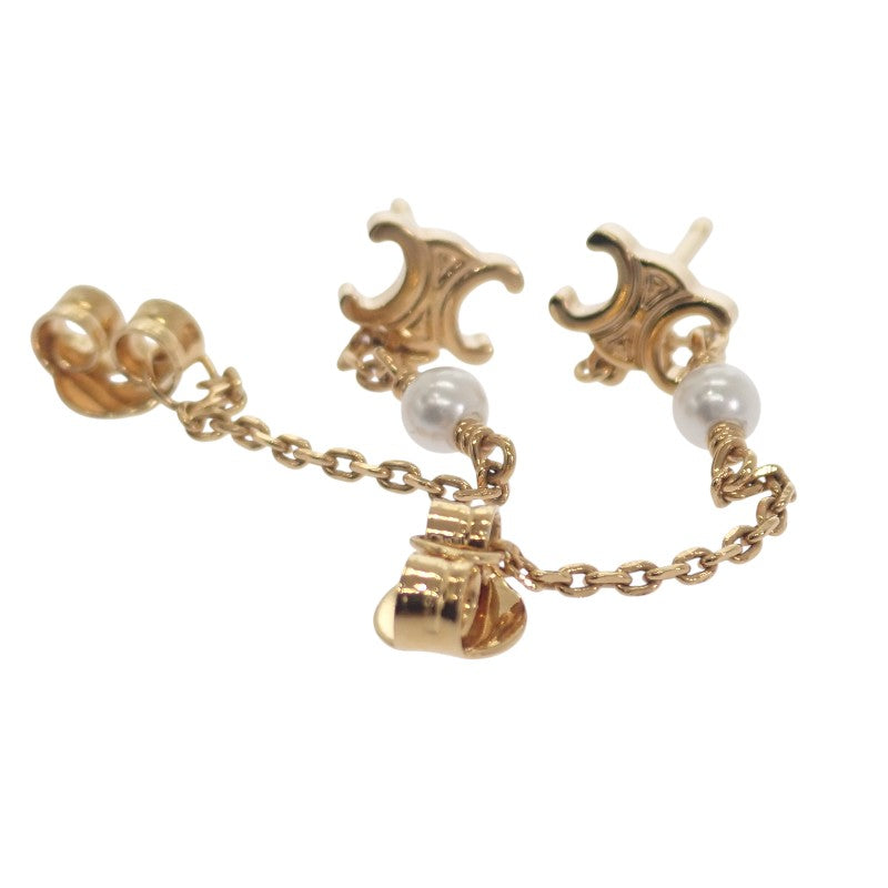 セリーヌ CELINE トリオンフ チェーン パール 461DD6PRB.01GI ピアス メタル ゴールド レディース【中古】【Aランク】