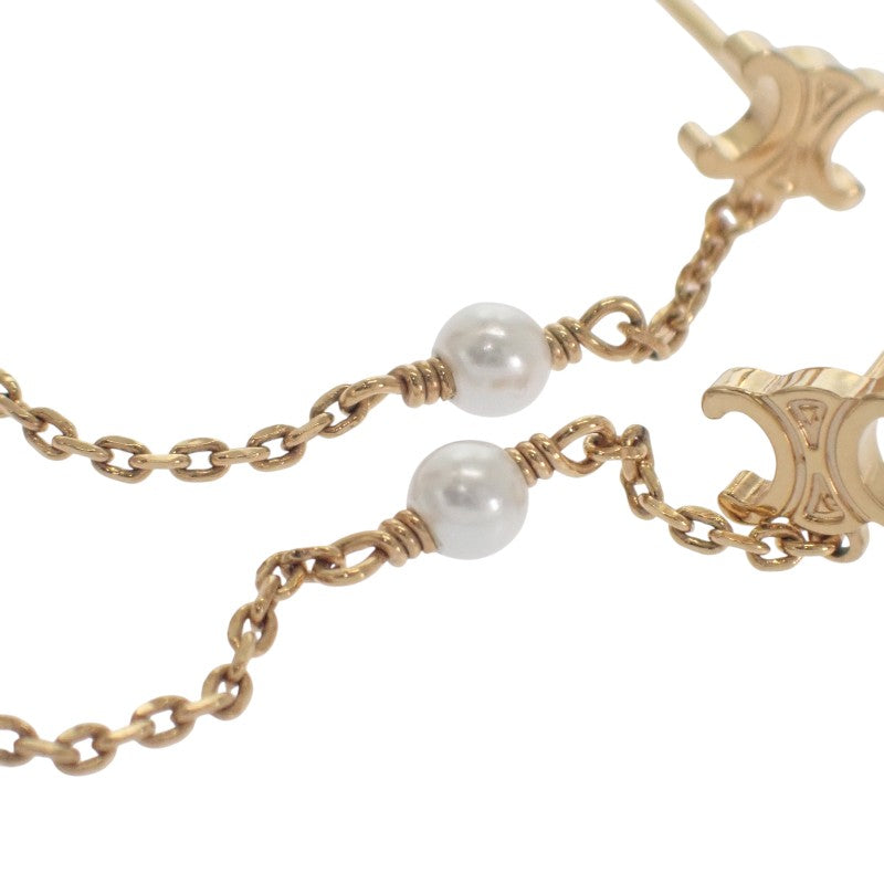 セリーヌ CELINE トリオンフ チェーン パール 461DD6PRB.01GI ピアス メタル ゴールド レディース【中古】【Aランク】