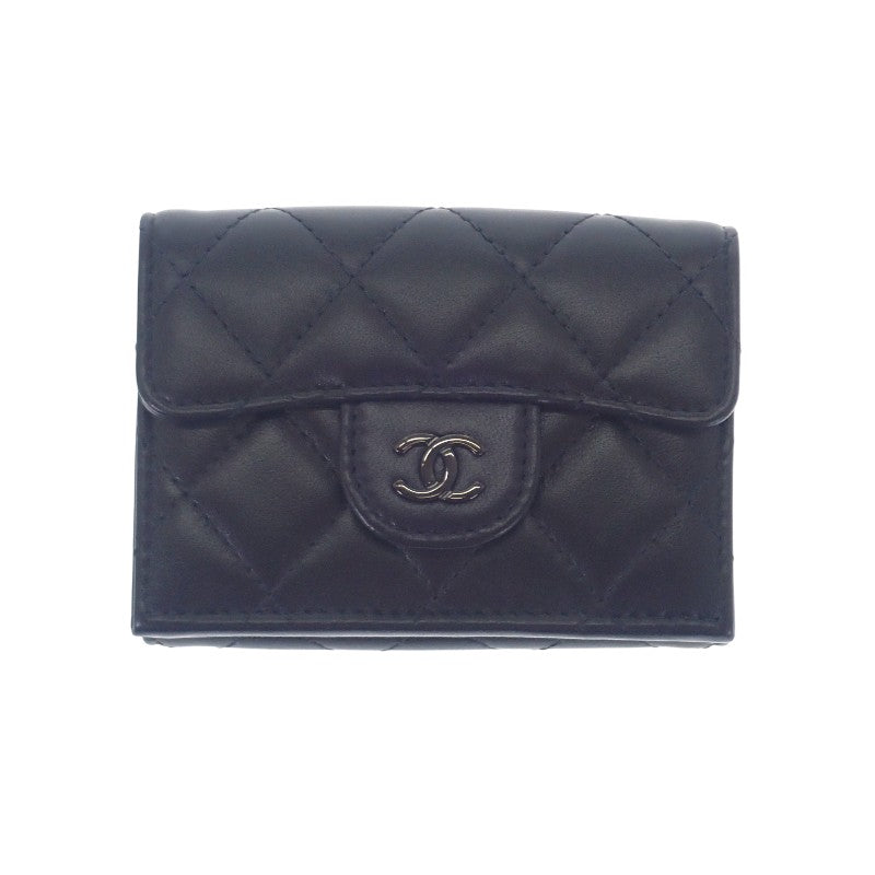 シャネル CHANEL スモールフラップウォレット AP0230_B13639 三つ折り財布 ラムスキン ソーブラック レディース【中古】【Aランク】