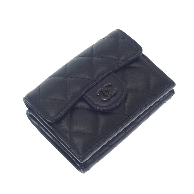 シャネル CHANEL スモールフラップウォレット AP0230_B13639 三つ折り財布 ラムスキン ソーブラック レディース【中古】【Aランク】