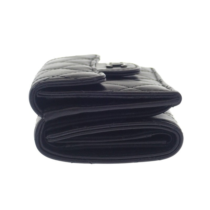 シャネル CHANEL スモールフラップウォレット AP0230_B13639 三つ折り財布 ラムスキン ソーブラック レディース【中古】【Aランク】