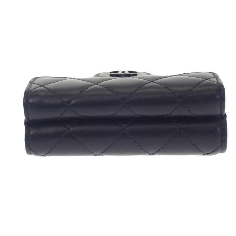 シャネル CHANEL スモールフラップウォレット AP0230_B13639 三つ折り財布 ラムスキン ソーブラック レディース【中古】【Aランク】