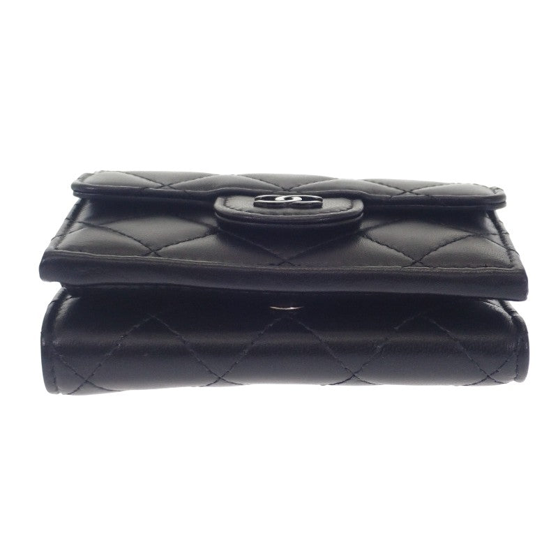 シャネル CHANEL スモールフラップウォレット AP0230_B13639 三つ折り財布 ラムスキン ソーブラック レディース【中古】【Aランク】