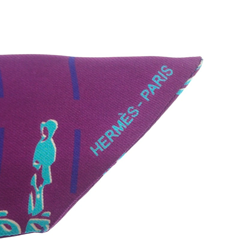 エルメス HERMES ツイリー スカーフ シルク パープル ブルー