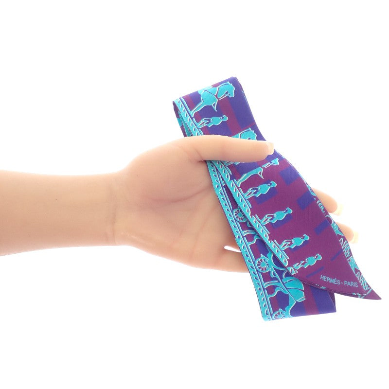 エルメス HERMES ツイリー スカーフ シルク パープル ブルー