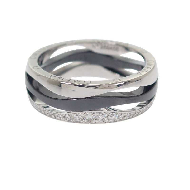 オメガ OMEGA レディマティック 10号 R604CL01001 リング K18ホワイトゴールド セラミック ブラック ダイヤモンド 51 レディース【中古】【Aランク】