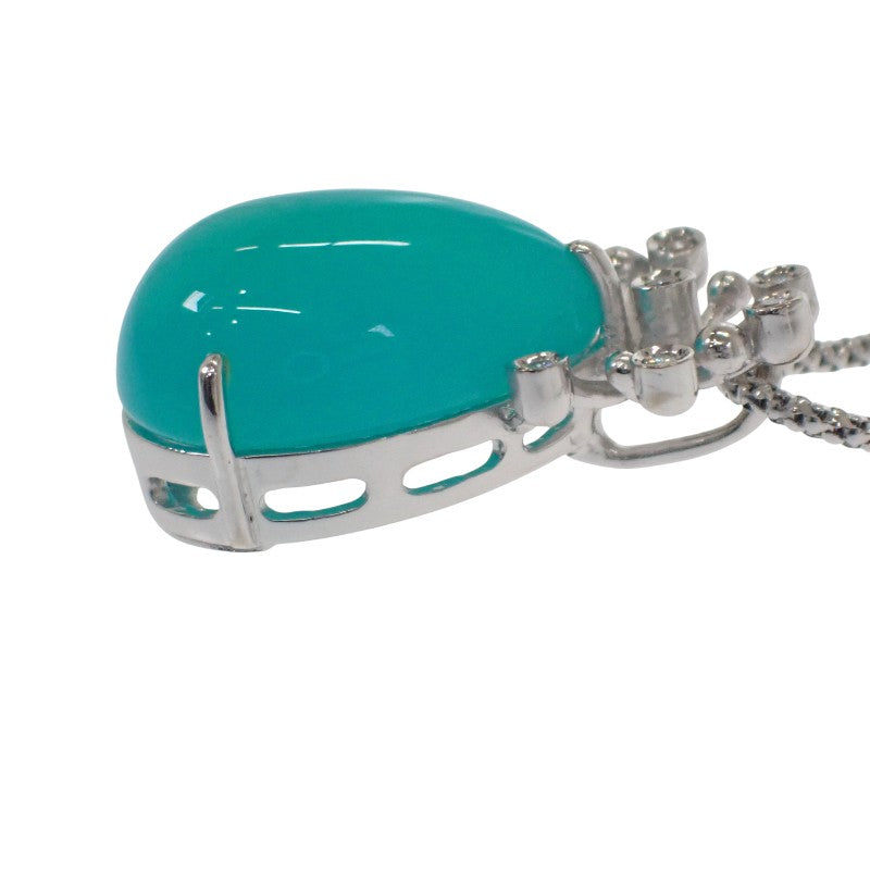 デザインジュエリー ブルーカルセドニー ネックレス K18ホワイトゴールド ブルーカルセドニー ダイヤモンド レディース【中古】【Aランク】