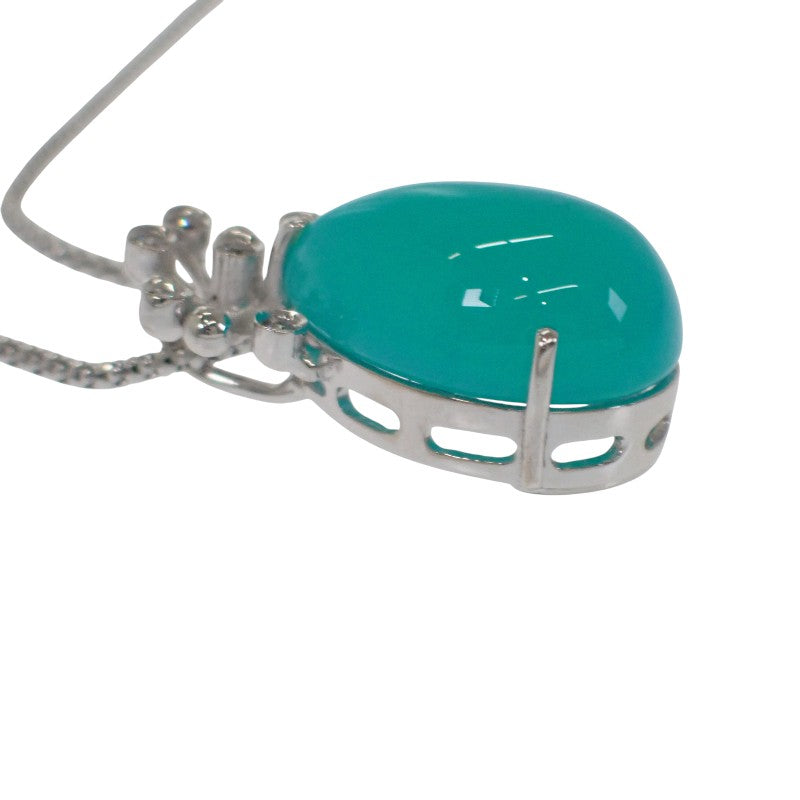 デザインジュエリー ブルーカルセドニー ネックレス K18ホワイトゴールド ブルーカルセドニー ダイヤモンド レディース【中古】【Aランク】