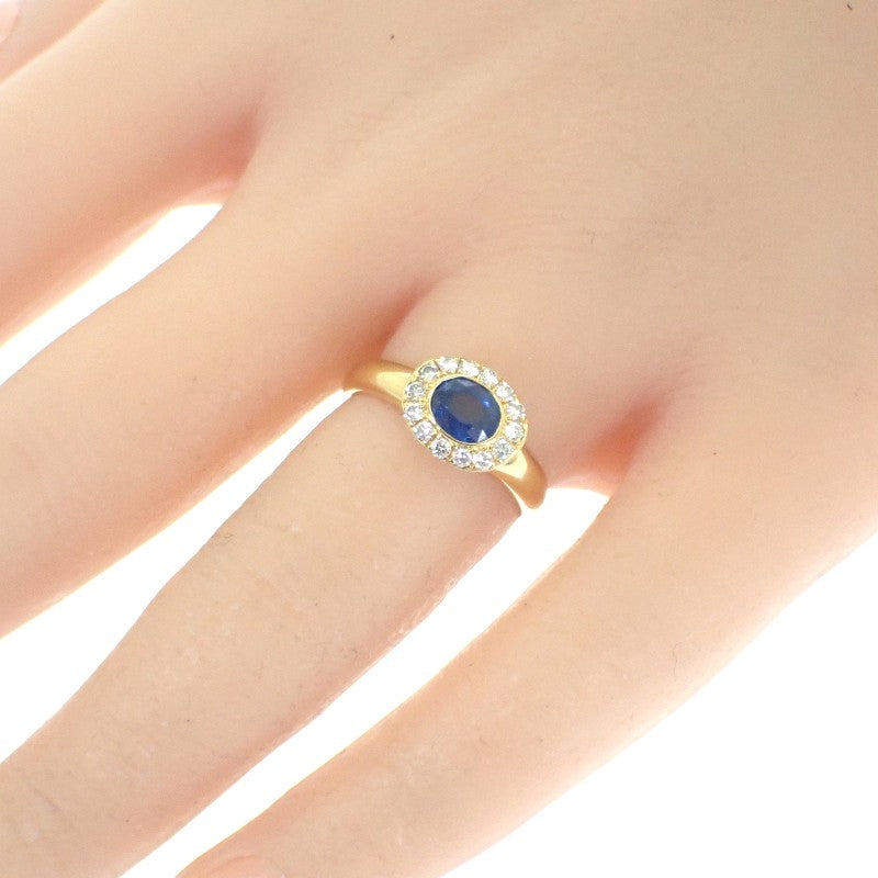 デザインジュエリー 13号 リング K18イエローゴールド サファイア ダイヤモンド レディース【中古】【Aランク】