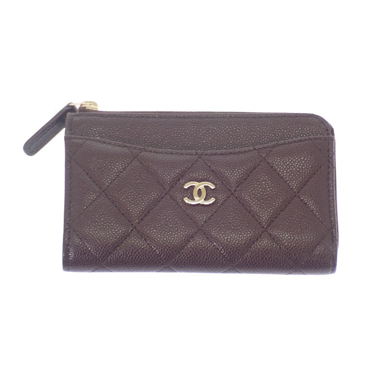 シャネル CHANEL クラシック ジップ AP3179 カードケース キャビアスキン ボルドー ゴールド金具 レディース【中古】【SAランク】