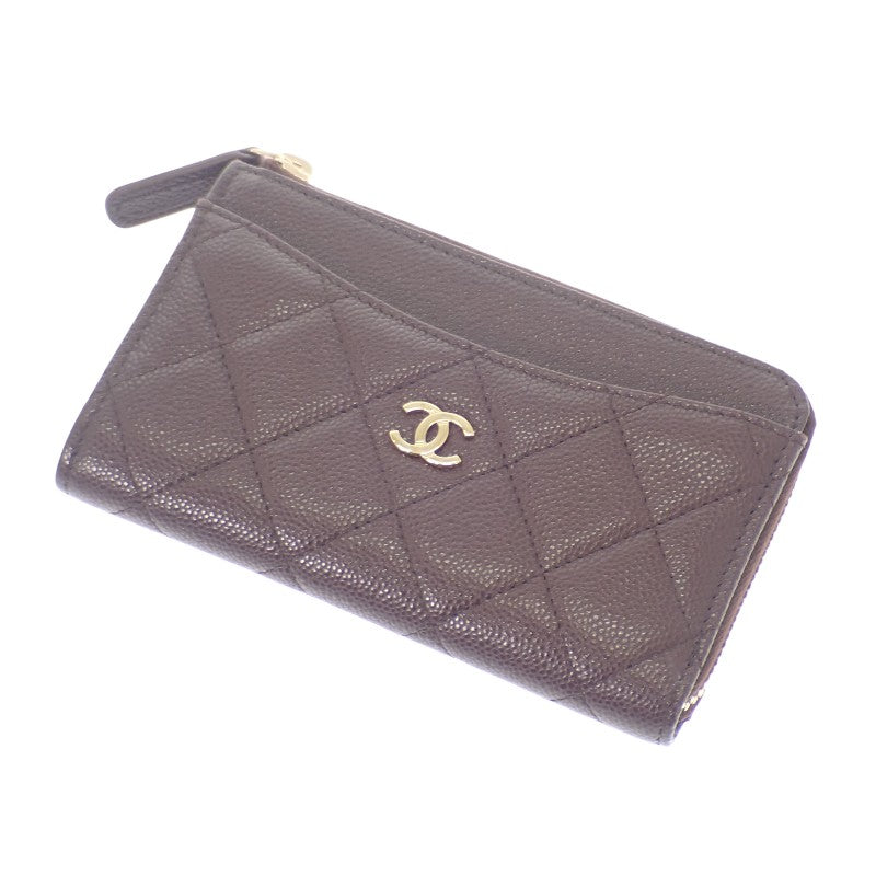 シャネル CHANEL クラシック ジップ AP3179 カードケース キャビアスキン ボルドー ゴールド金具 レディース【中古】【SAランク】