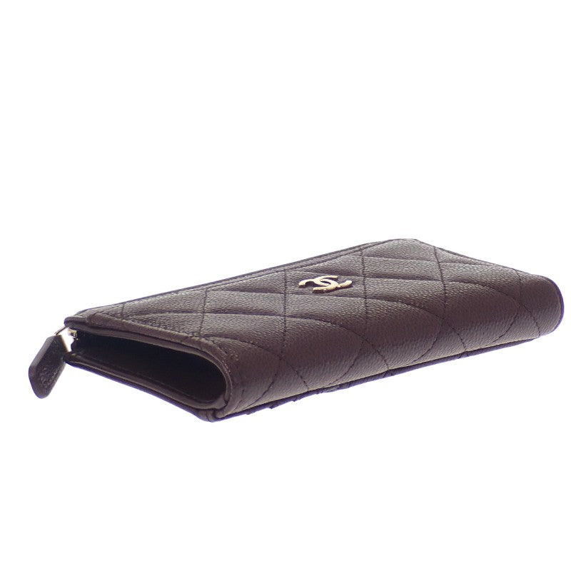 シャネル CHANEL クラシック ジップ AP3179 カードケース キャビアスキン ボルドー ゴールド金具 レディース【中古】【SAランク】