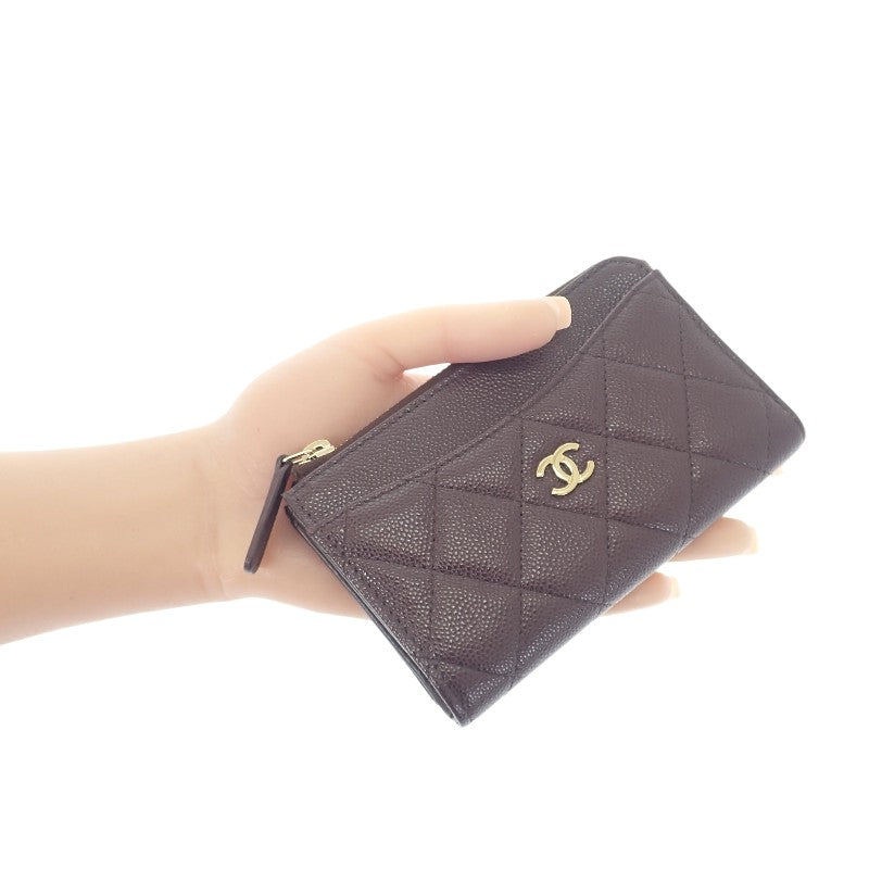 シャネル CHANEL クラシック ジップ AP3179 カードケース キャビアスキン ボルドー ゴールド金具 レディース【中古】【SAランク】