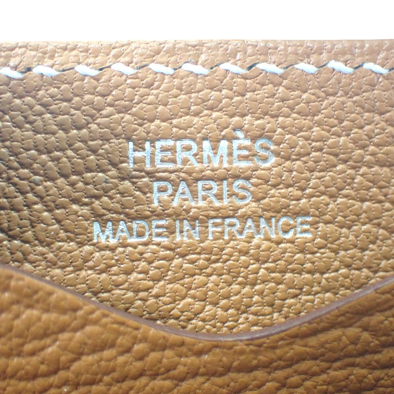 エルメス HERMES ジップアンゴーコンパクト カードケース エバーカラー ゴールド ブラウン シルバー金具 レディース【中古】【Sランク】