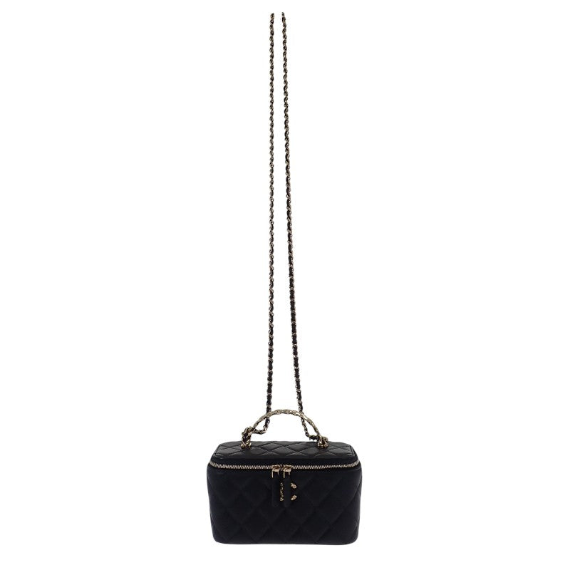 本日限定価格！ヴァニティー ケース　ブラック　ラムスキン　ハンドル　バック　新品 シャネル CHANEL トップハンドル ロング ヴァニティケース 2WAYバッグ