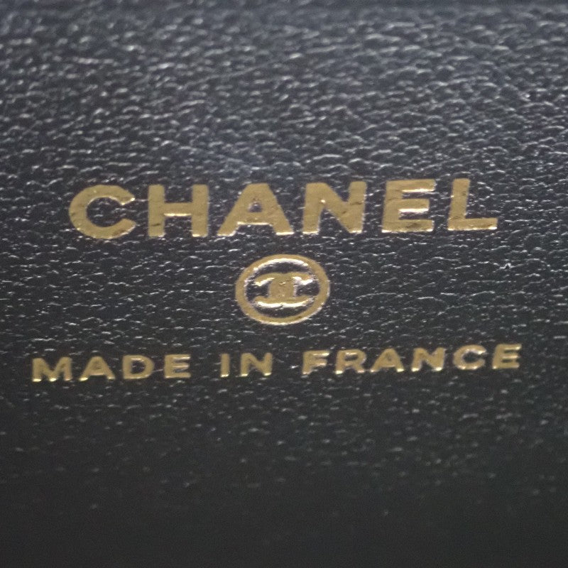 シャネル CHANEL トップハンドル ロング ヴァニティケース 2WAYバッグ ハンドバッグ ショルダーバッグ ラムスキン ブラック ゴールド金具 レディース【中古】【ABランク】