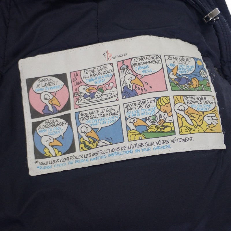 モンクレール MONCLER HERMINE エルミンヌ ロングダウンコート 0 E20934930005 53048 ダウンジャケット ナイロン ダウン90%/フェザー10％ ネイビー レディース【中古】【ABランク】