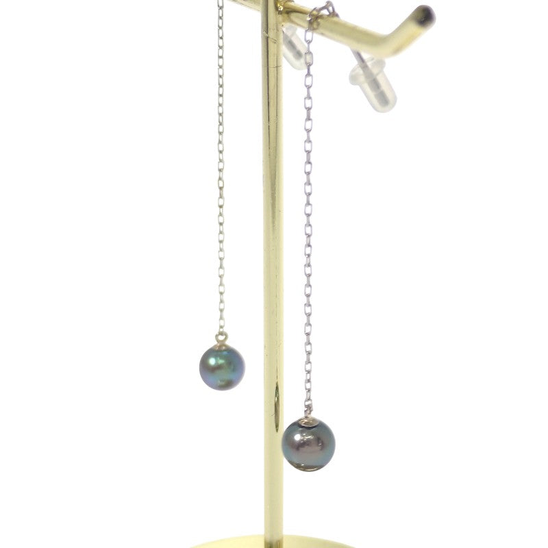 デザインジュエリー チェーン ピアス Pt900プラチナ ブラックパール レディース【中古】【Aランク】