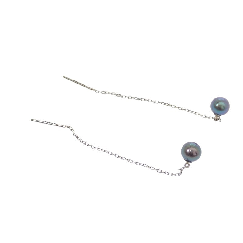 デザインジュエリー チェーン ピアス Pt900プラチナ ブラックパール レディース【中古】【Aランク】