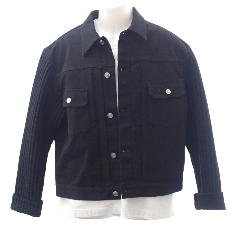クリスチャンディオール Christian Dior 袖ニット切替 デニムジャケット 48 043D486A217X-C989 デニムジャケット コットン ウール ブラック メンズ【中古】【ABランク】