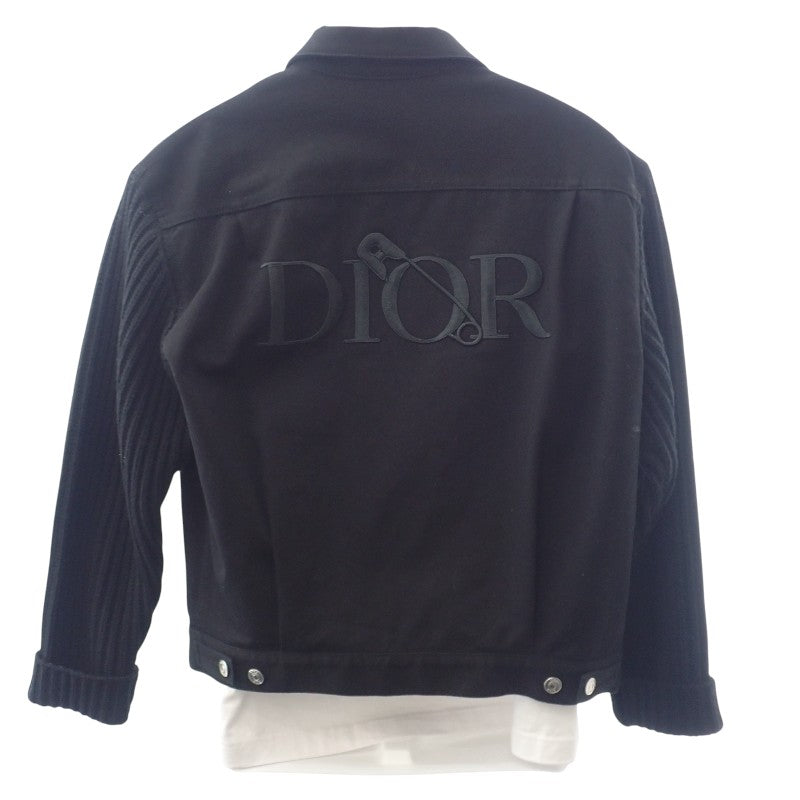 クリスチャンディオール Christian Dior 袖ニット切替 デニムジャケット 48 043D486A217X-C989 デニムジャケット コットン ウール ブラック メンズ【中古】【ABランク】