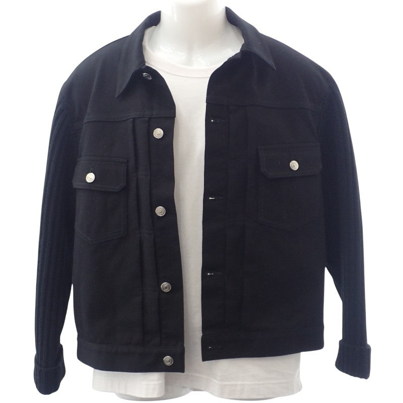 クリスチャンディオール Christian Dior 袖ニット切替 デニムジャケット 48 043D486A217X-C989 デニムジャケット コットン ウール ブラック メンズ【中古】【ABランク】