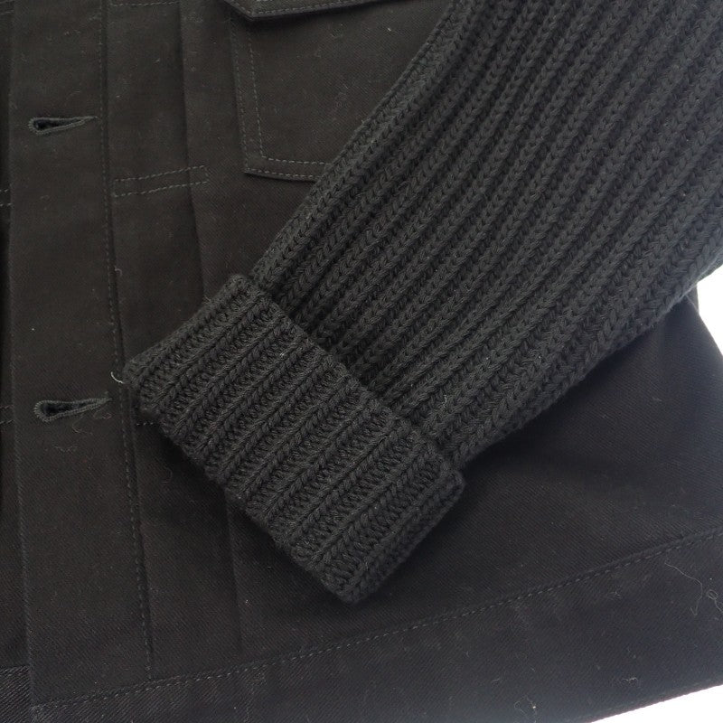クリスチャンディオール Christian Dior 袖ニット切替 デニムジャケット 48 043D486A217X-C989 デニムジャケット コットン ウール ブラック メンズ【中古】【ABランク】