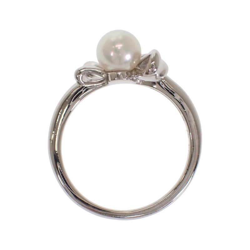 タサキ TASAKI リボンモチーフ 10号 リング Pt900プラチナ パール ダイヤモンド レディース【中古】【Aランク】