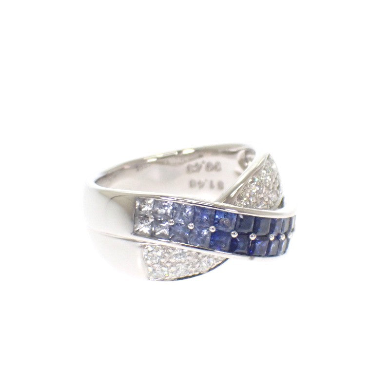 Jeunet Gradation Ring, Size 12, K18 White Gold, Sapphire, Diamond, Ladies'