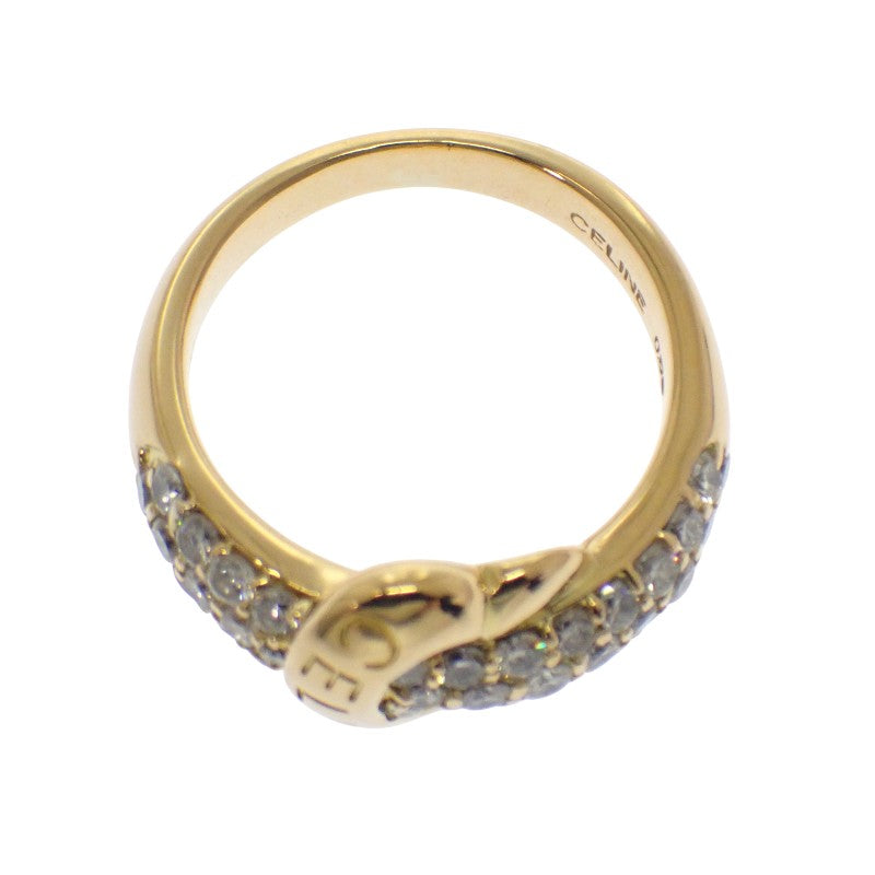 セリーヌ CELINE ロゴ ハーフパヴェ 10号 リング K18イエローゴールド ダイヤモンド レディース【中古】【Aランク】