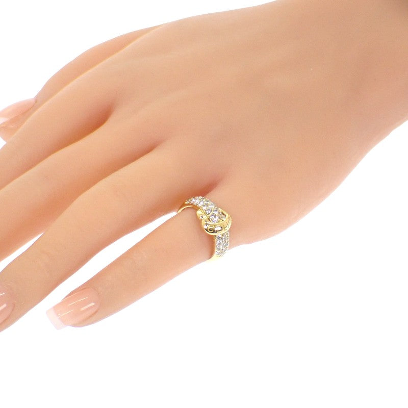 セリーヌ CELINE ロゴ ハーフパヴェ 10号 リング K18イエローゴールド ダイヤモンド レディース【中古】【Aランク】