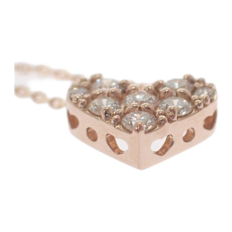 Ponte Vecchio Heart Necklace K18 Pink Gold Gold Diamond Women's [Used] [A Rank]