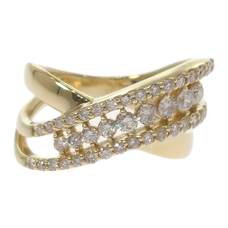 クロス デザインジュエリー 8号 リング K18イエローゴールド ダイヤモンド レディース【中古】【Aランク】