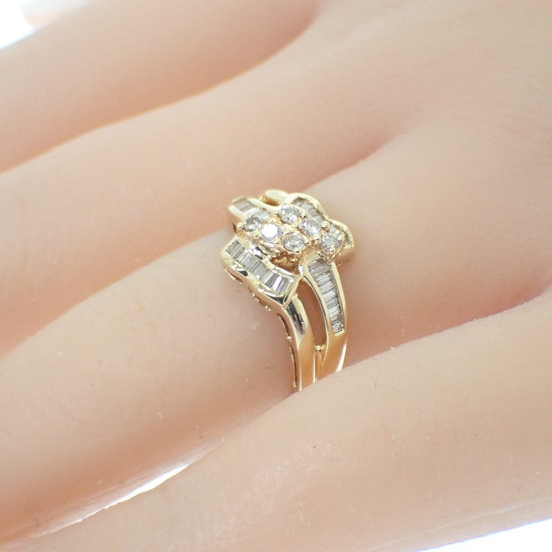 デザインジュエリー 11号 リング K18イエローゴールド ダイヤモンド レディース【中古】【Aランク】