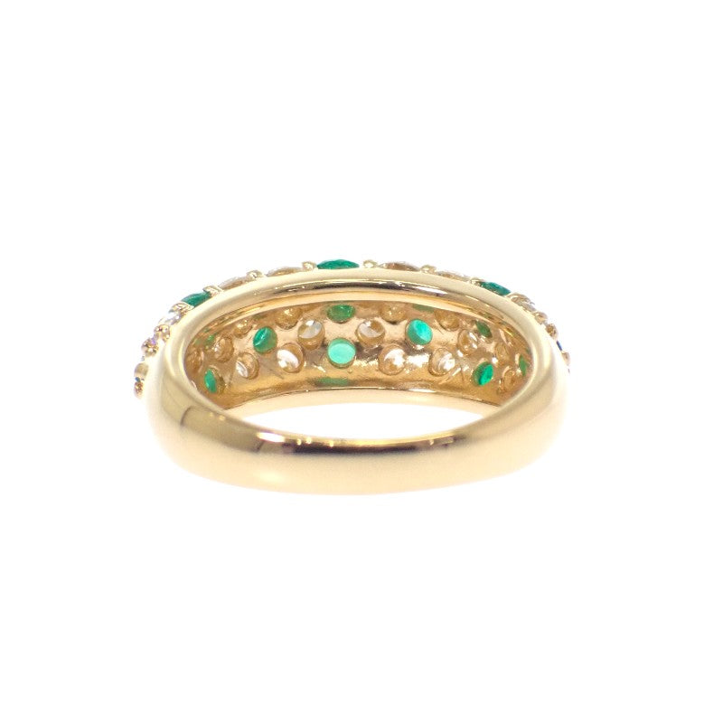 デザインジュエリー パヴェ 12号 リング K18イエローゴールド グリーン エメラルド ダイヤモンド レディース【中古】【Aランク】