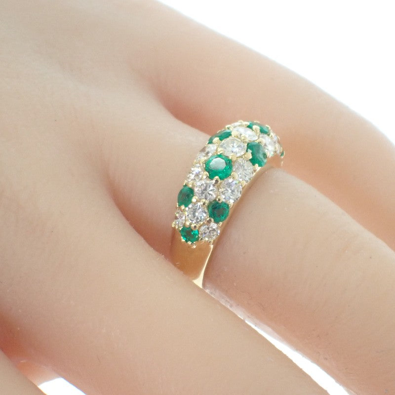 デザインジュエリー パヴェ 12号 リング K18イエローゴールド グリーン エメラルド ダイヤモンド レディース【中古】【Aランク】