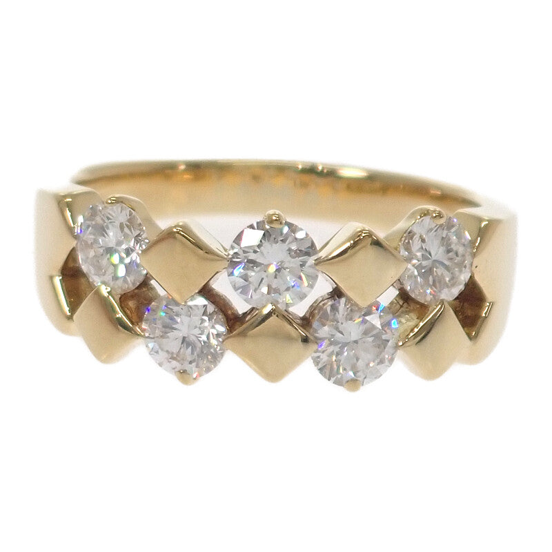 スタッズデザイン ジュエリー 14号 リング K18イエローゴールド ダイヤモンド レディース メンズ【中古】【Aランク】