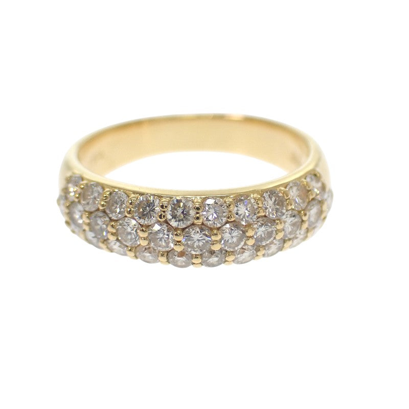 デザインジュエリー ハーフパヴェ 14号 リング K18イエローゴールド ダイヤモンド レディース【中古】【Aランク】