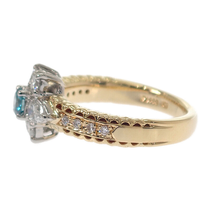 デザインジュエリー フラワー 10号 リング K18イエローゴールド Pt900プラチナ ダイヤモンド レディース【中古】【Aランク】