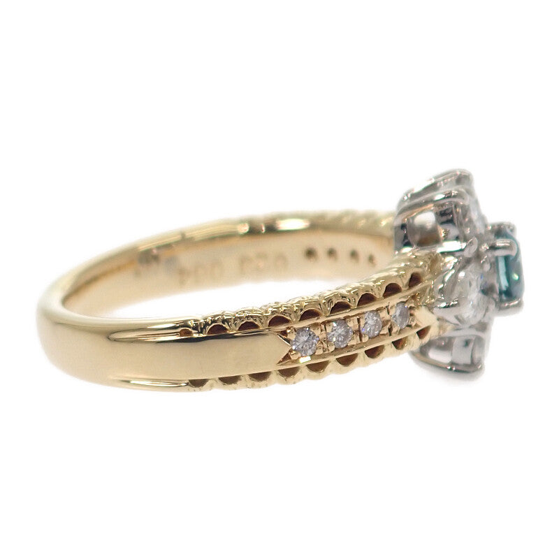 デザインジュエリー フラワー 10号 リング K18イエローゴールド Pt900プラチナ ダイヤモンド レディース【中古】【Aランク】