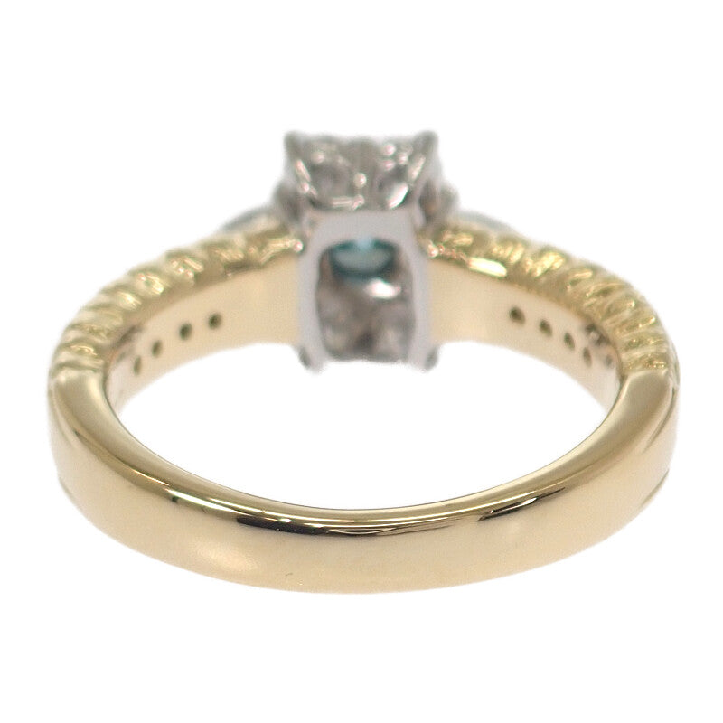 デザインジュエリー フラワー 10号 リング K18イエローゴールド Pt900プラチナ ダイヤモンド レディース【中古】【Aランク】