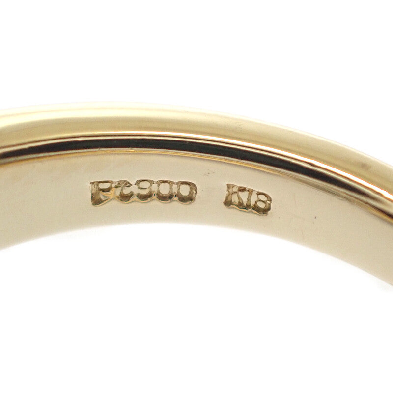 デザインジュエリー フラワー 10号 リング K18イエローゴールド Pt900プラチナ ダイヤモンド レディース【中古】【Aランク】