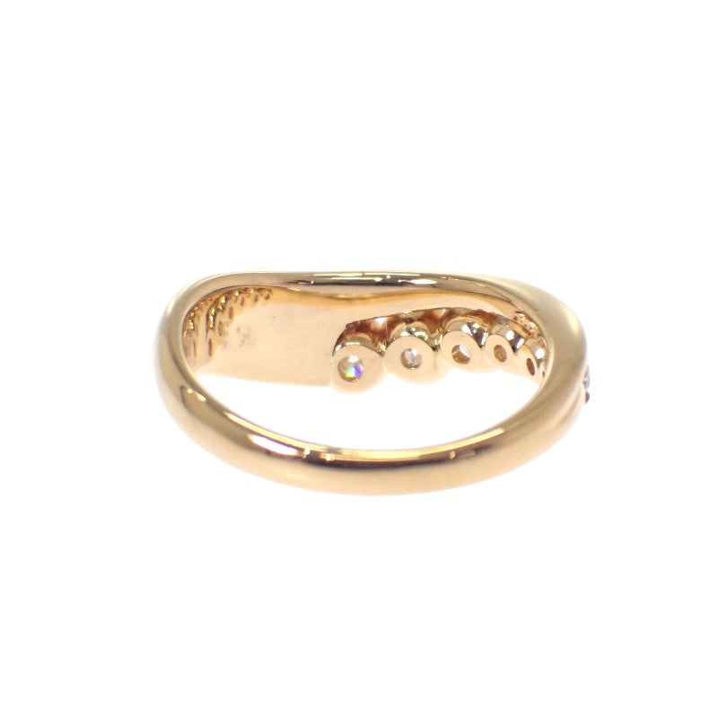 Design Jewelry Wave Size 11 Ring K18 Yellow Gold Diamond Women's