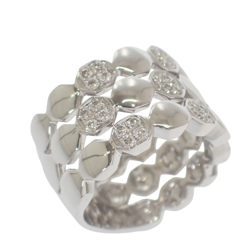Designer Jewelry Wide 12 Ring K18 White Gold Diamond Women's