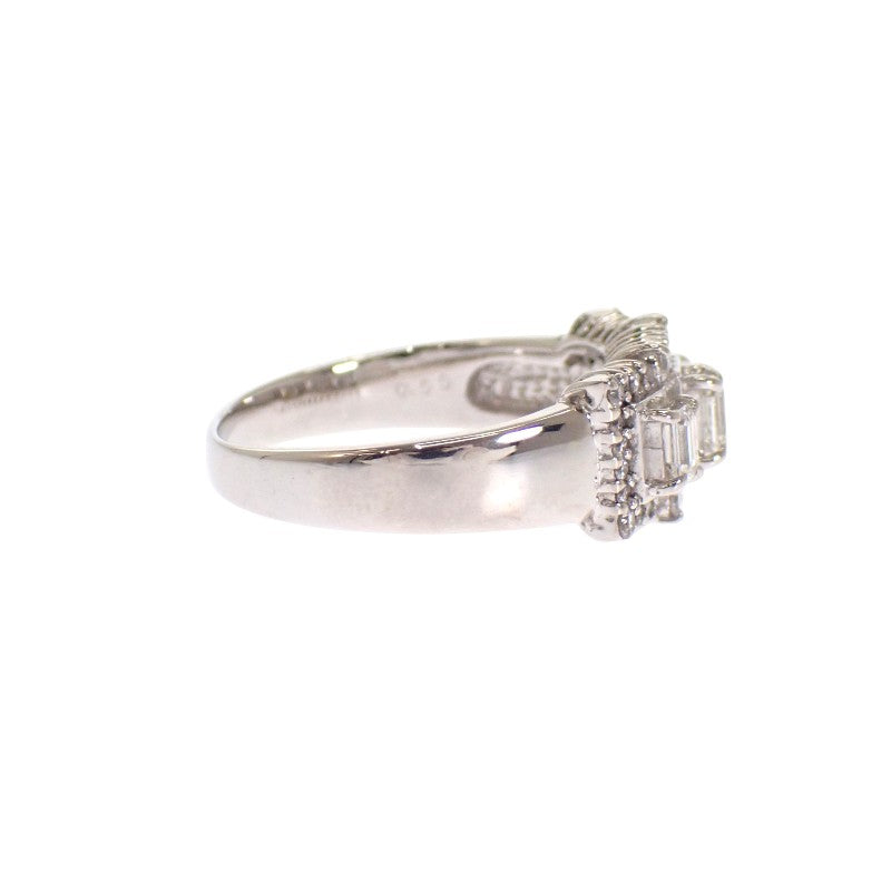 Designer Jewelry Rectangle Emerald Cut No. 13 Ring K18 White Gold Diamond Ladies' [Used] [A Rank]