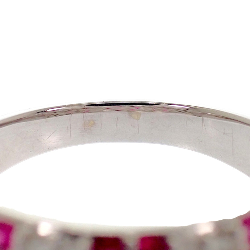 デザインジュエリー フラワー 15号 リング K18ホワイトゴールド ルビー ダイヤモンド レディース【中古】【Aランク】