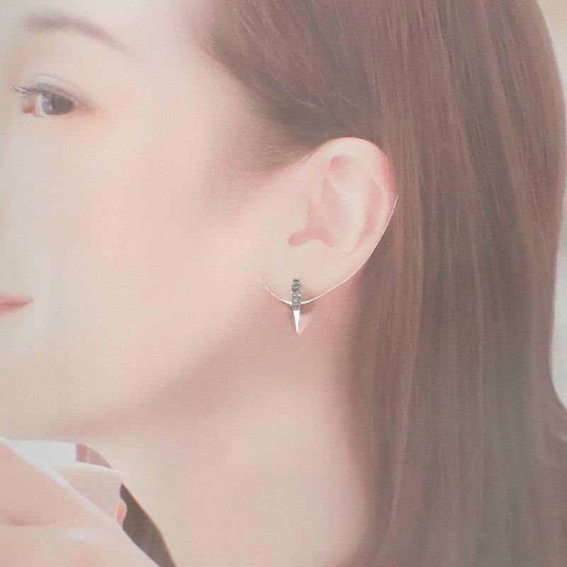 デザインジュエリー パヴェ フープ ピアス Pt900プラチナ ダイヤモンド レディース【中古】【Aランク】