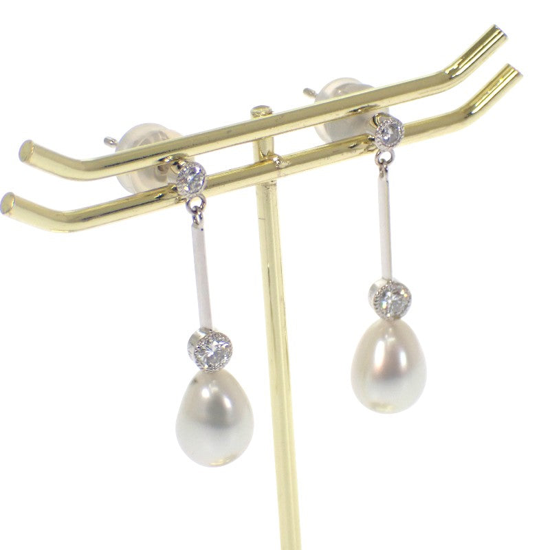 デザインジュエリー スイング ピアス K18ホワイトゴールド K14ホワイトゴールド ダイヤモンド パール レディース【中古】【Aランク】
